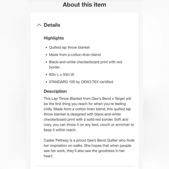 Gee's Bend quilt, lap throw, 60x50in, Target collab - Picture 6 of 12